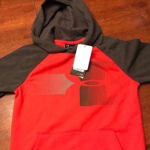 NEW UNDER ARMOUR ORANGE/GRAY HOODIE FOR BOYS